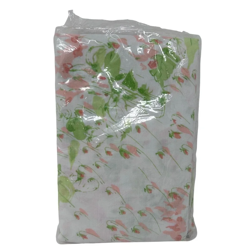 Vintage Martex Floral Pillowcase Set 2pk Percale Pink‎ Green White 80s Cottage